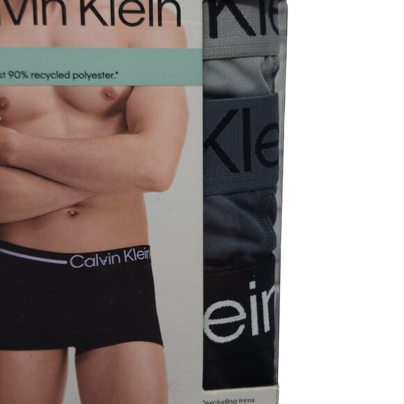 Calvin Klein Low Rise Trunk Brief Size XL 3 Pack Microfiber Recycled Gray Black - Picture 3 of 8